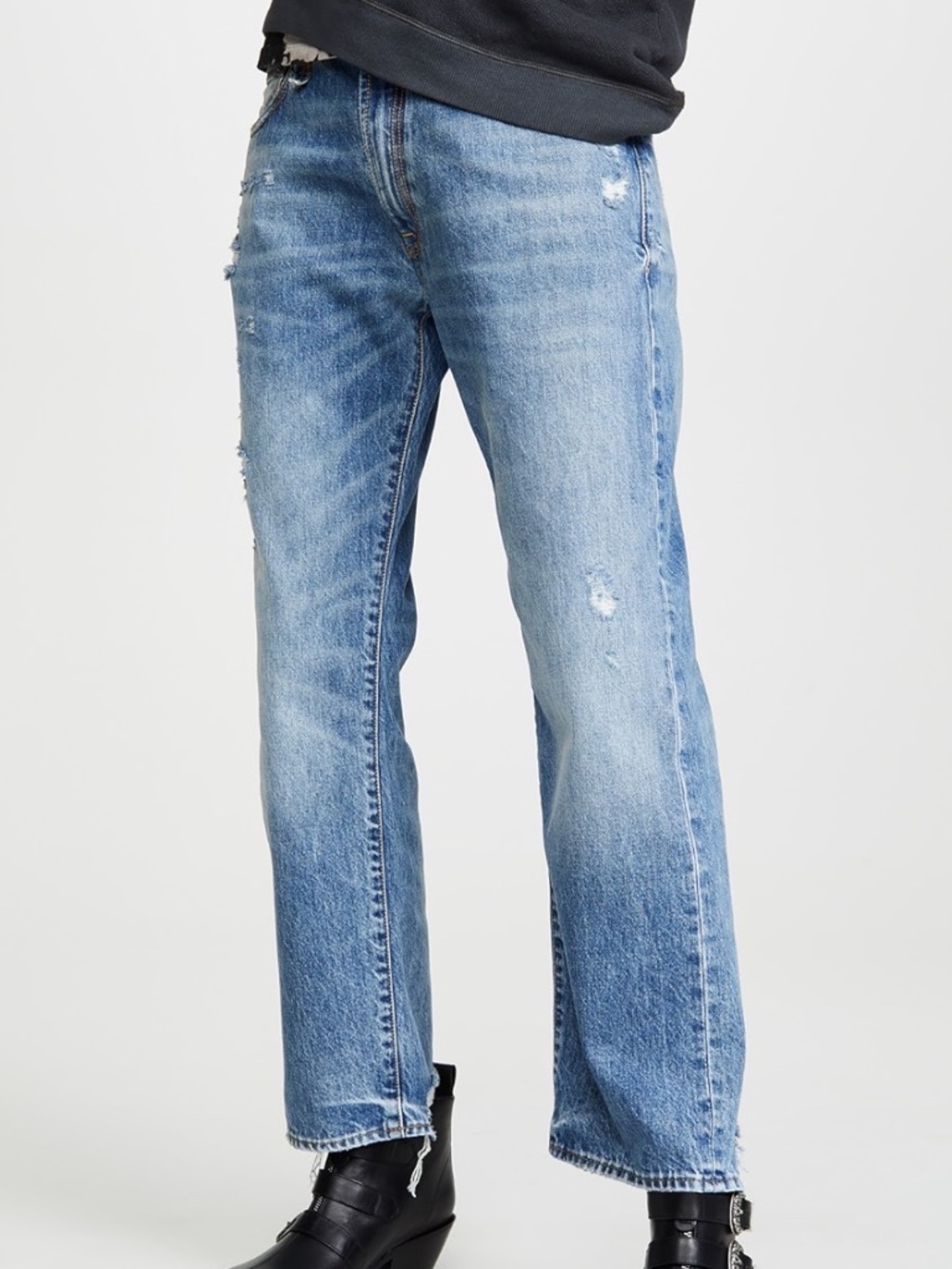 R13 Boyfriend Jeans in BAIN W/ RIPS - SZ 28 - Picture 2 of 13